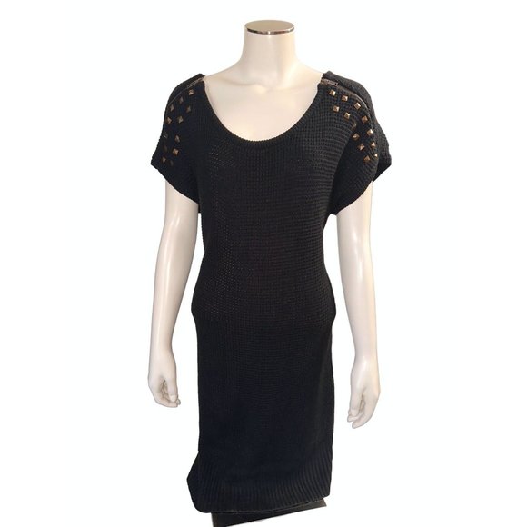 A.N.A. A New Approach 100% Acrylic Black Knitted Dress w Zipper Size L - Picture 12 of 12